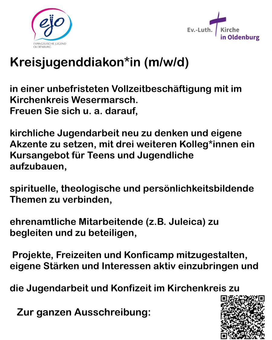 Sie sehen hier einen Teaser für die Ausschreibung des Kreisjugenddienstes. Die ganze Ausschreibung finden Sie unter KJD, auf der Seite Kinder und Jugendliche