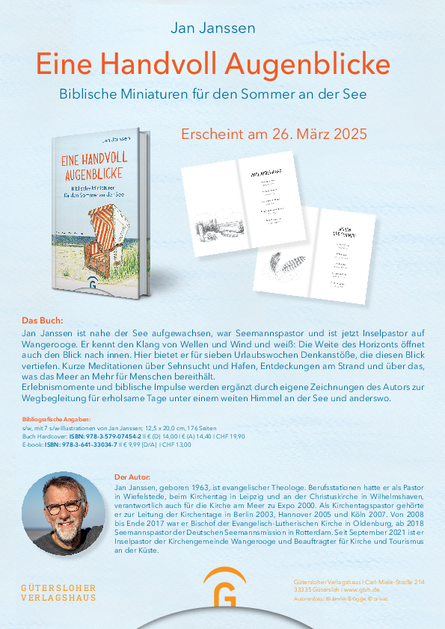 Zu sehen ist das allgemeine Werbebanner des Buches "EINE HANDVOLL AUGENBLICKE" von Jan Janssen, das Buch ist am 26. März 2025 erschienen.