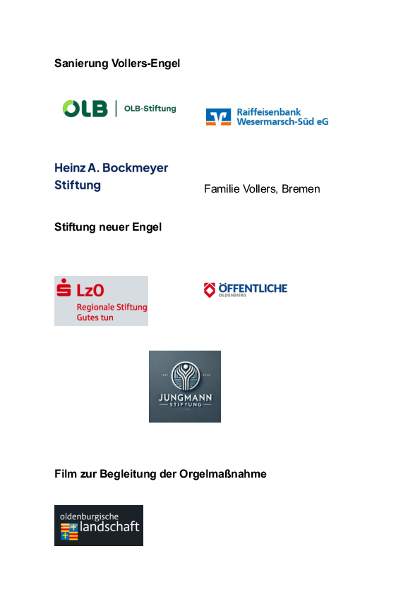 Zu sehen sind die Logos der Förderer der Sanierung Vollers-Engel
