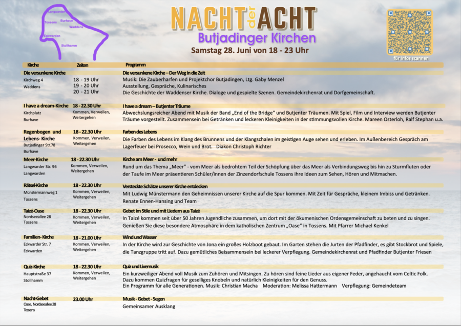 Zu sehen ist das Programm für die Nacht der Acht 2025.