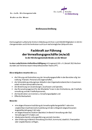 Zu sehen ist die Ausschreibung.