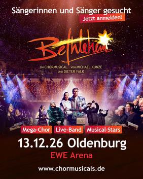 Zu sehen ist ein Plakat fürs Musical "Bethlehem", mit dem Sänger*innen für den 13.12. gesucht werden.