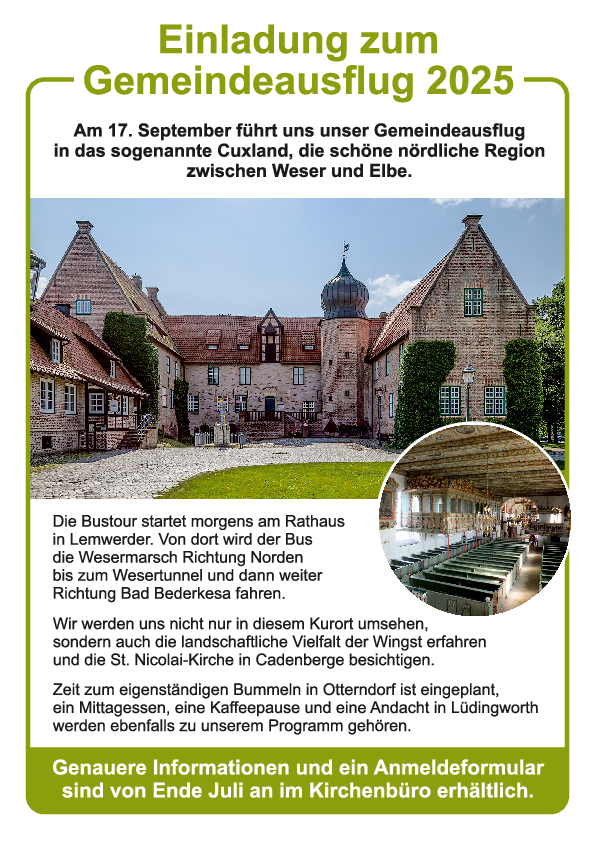 Gemeindeausflug ins Cuxland im September.