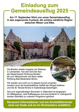 Gemeindeausflug ins Cuxland im September.