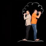 Zu sehen sind Teile des Impro-Theaters mit Christian Schlageter und Mitglieder des BSW- Orchesters