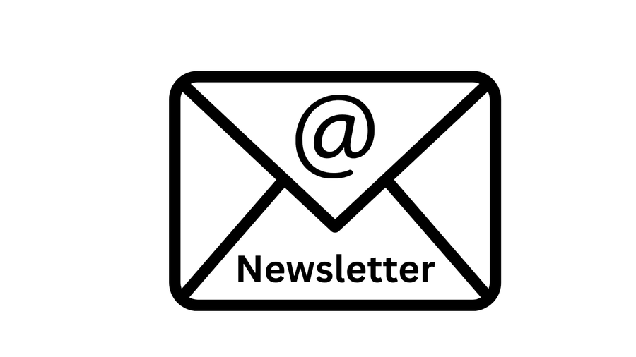 Zu sehen ist eine Briefgrafik, mit einem at Zeichen sowie dem Schriftzug: Newsletter