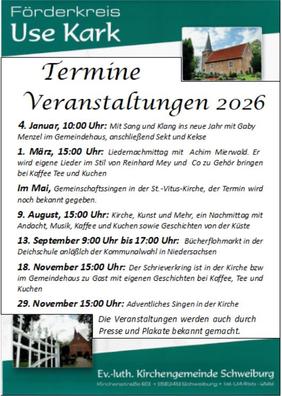 Termine des Fördervereins "Use Kark"